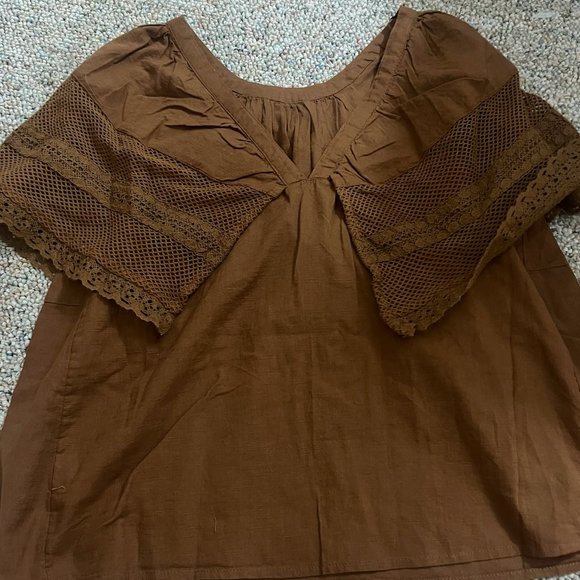 OLD NAVY Crochet Flutter-Sleeve Swing Top for Women SZ S NWT - Picture 4 of 4